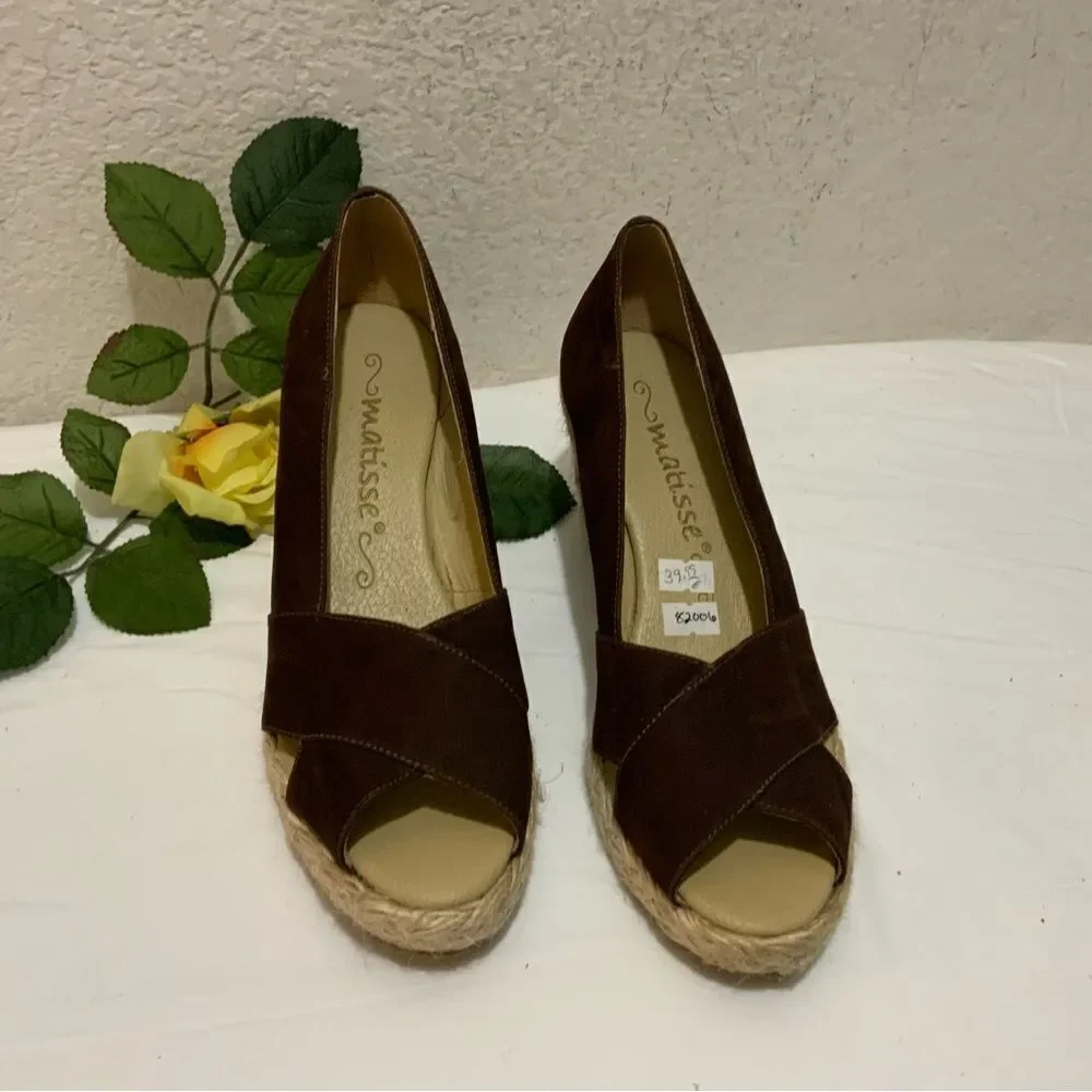 MATISSE Espadrille Heels suede brown size 8 M